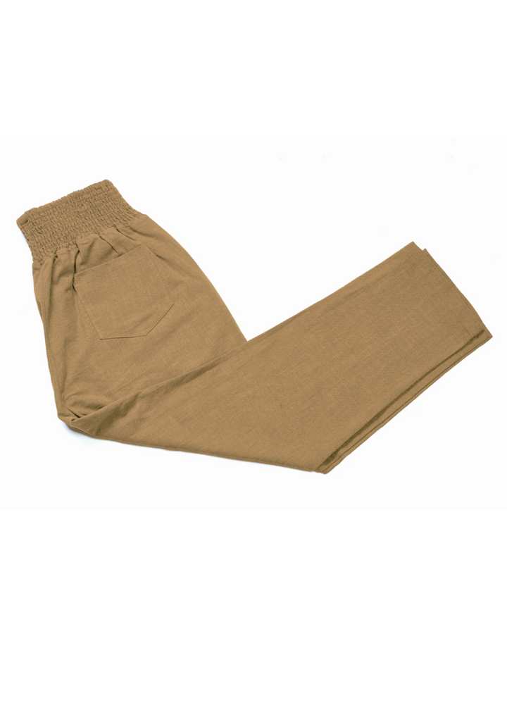 Everyday Transitional Maternity Smocked Linen Pant - Camel / S - Pants