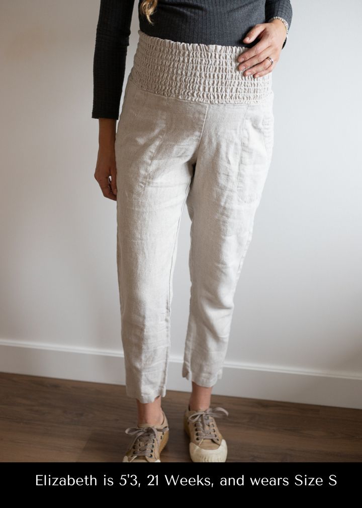 Everyday Transitional Maternity Smocked Linen Pant - Pants