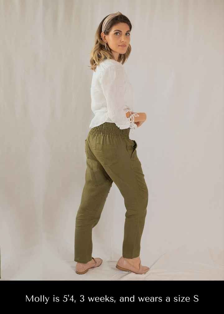 Everyday Transitional Maternity Smocked Linen Pant - Pants