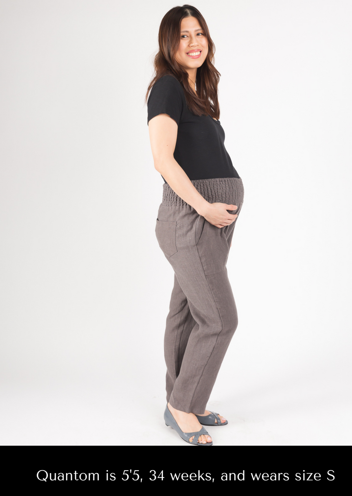 Everyday Transitional Maternity Smocked Linen Pant - Pants