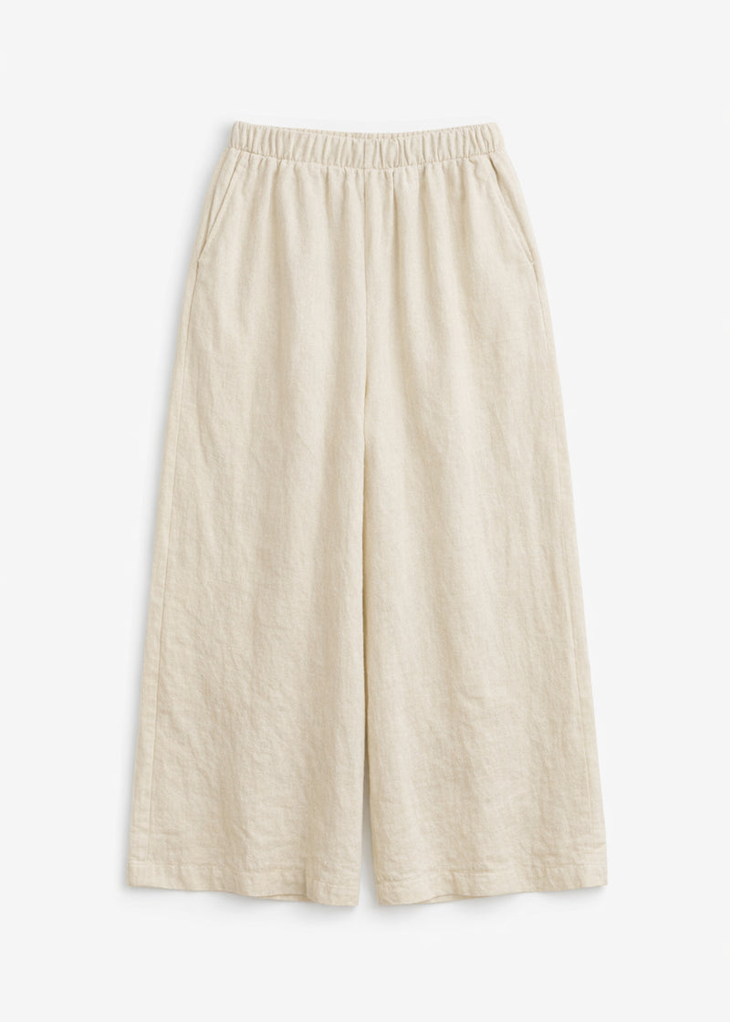 High-Rise Wide-Leg Linen Maxi Culottes in Linen in Natural — flat lay