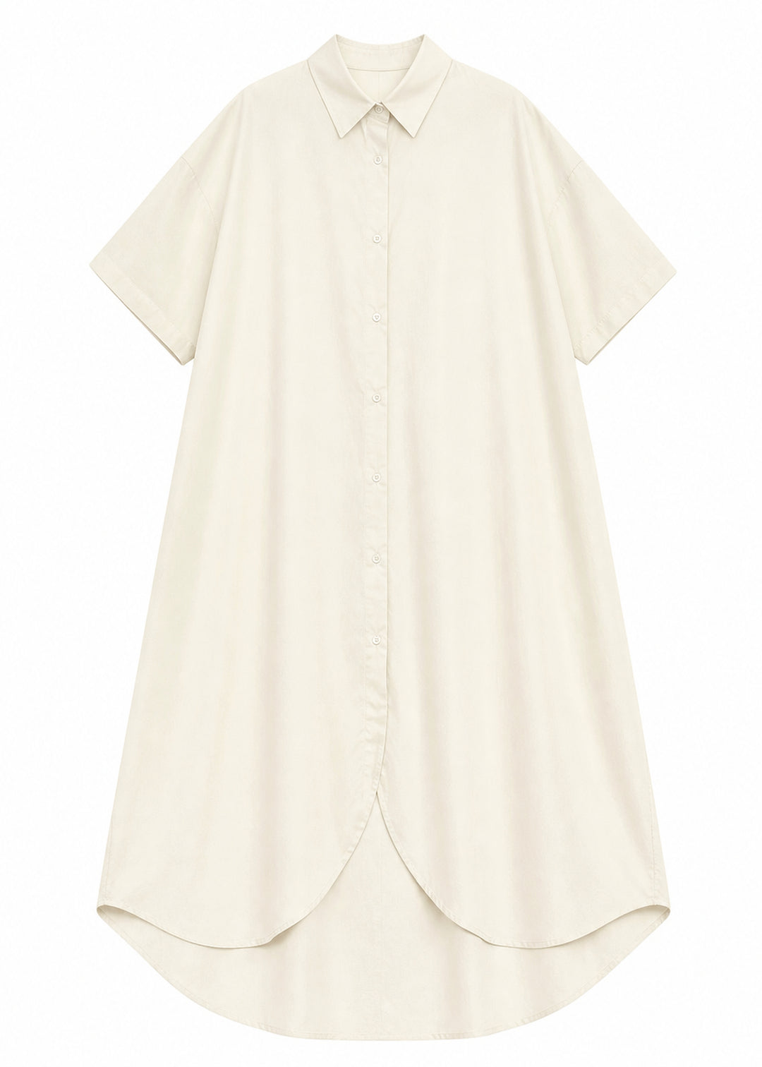 Curved-Hem Shirt Dress in Cotton