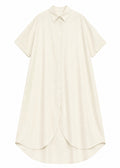 Curved-Hem Shirt Dress in Cotton