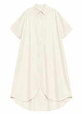 Curved-Hem Shirt Dress in Cotton