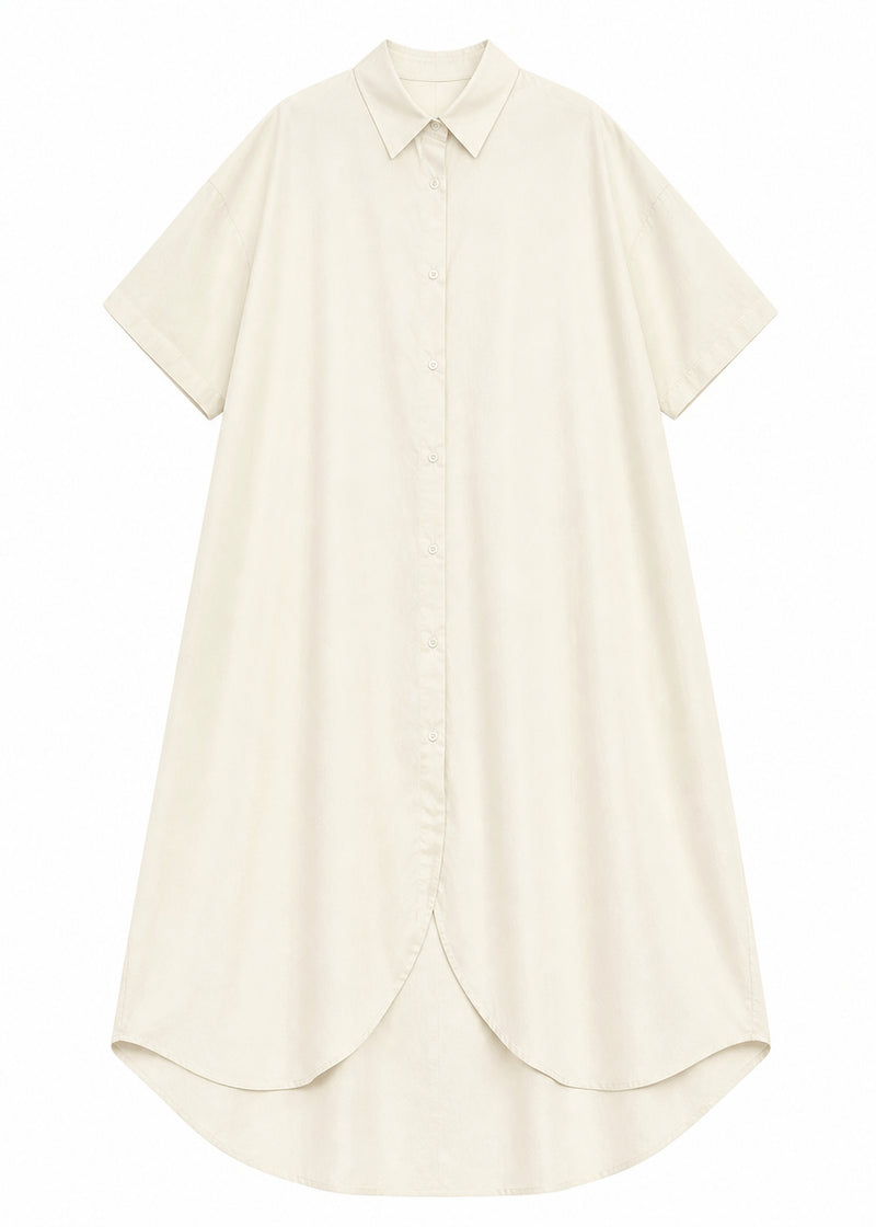 Curved-Hem Shirt Dress in Cotton