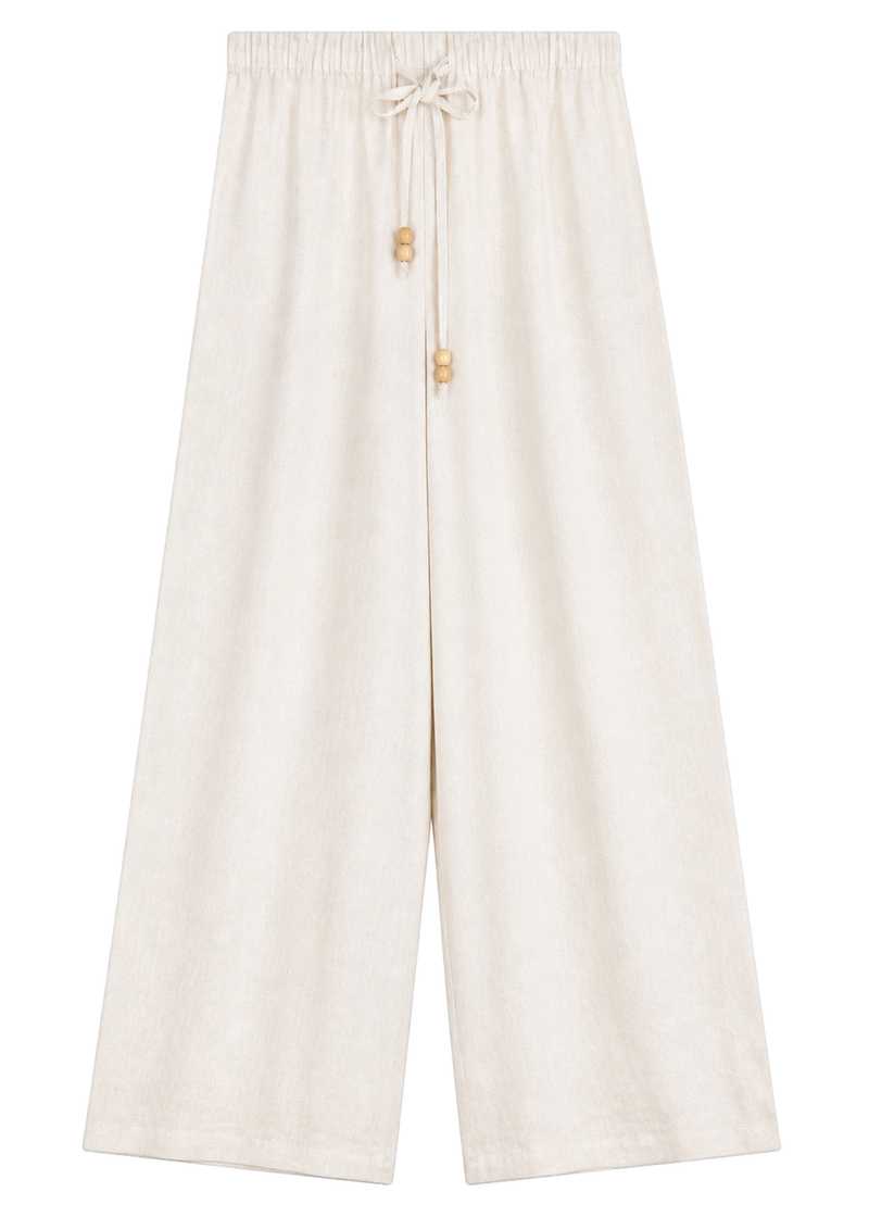 Relaxed Drawstring Wide-Leg Pant in Linen