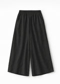 High-Rise Wide-Leg Linen Maxi Culottes in Linen in Black — flat lay