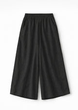 High-Rise Wide-Leg Linen Maxi Culottes in Linen in Black — flat lay