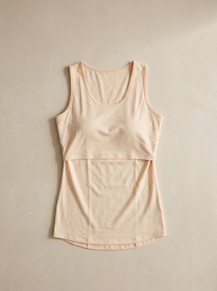 Nursing Tank in Cotton - nude, flat lay