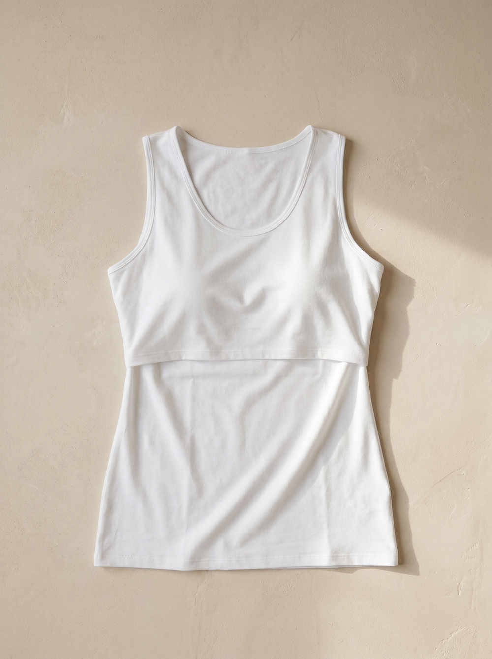 Nursing Tank in Cotton - white, flat lay