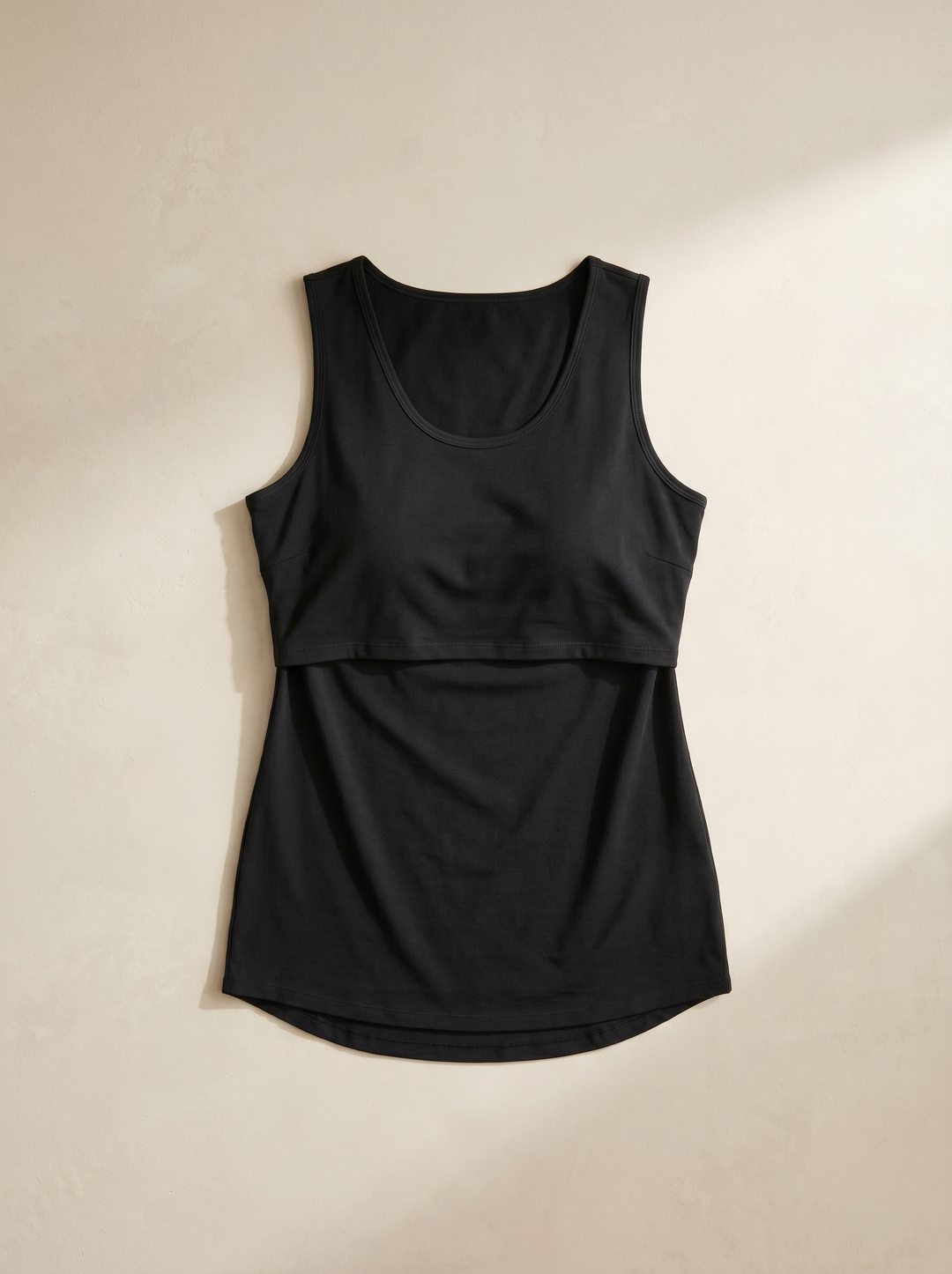 Nursing Tank in Cotton - black, flat lay