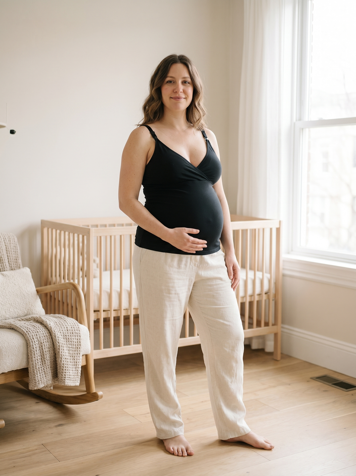 Nursing Tank in Cotton - Black, on-model maternity lookbook