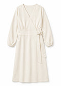 Long-Sleeve Wrap Robe in Natural - flat lay