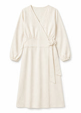 Long-Sleeve Wrap Robe in Natural - flat lay