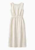 Sleeveless Gathered-Waist Linen Midi Dress in Linen in Natural — flat lay