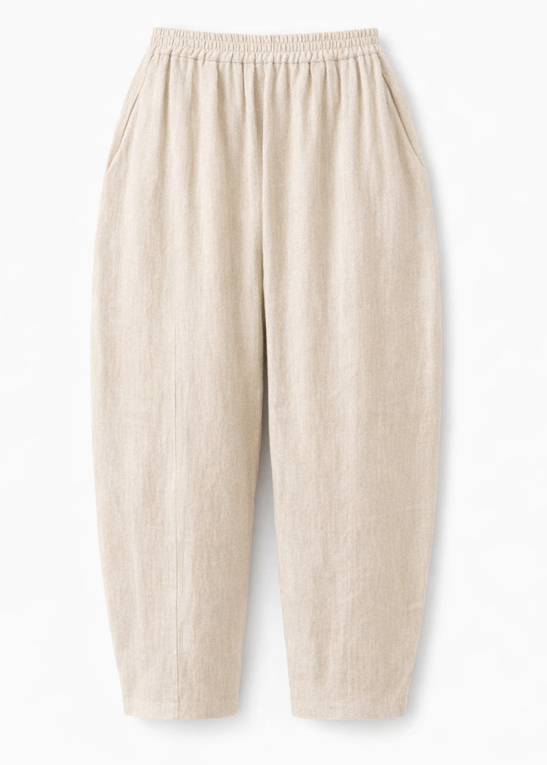 Linen Barrel Maternity Trouser in Natural — flat lay