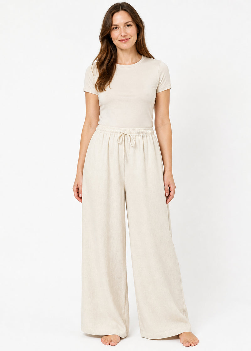 Drawstring Wide-Leg Pant in Linen