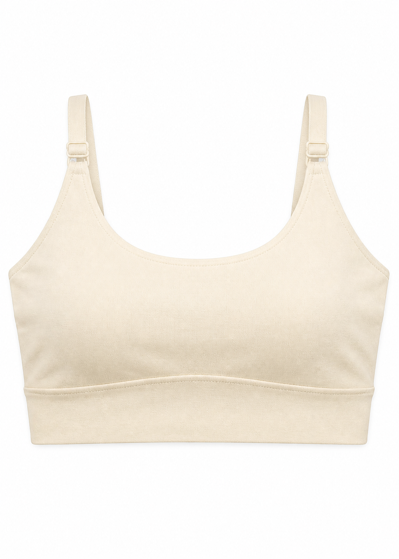 Scoop-Neck Nursing Bra in Linen in Natural — flat lay
