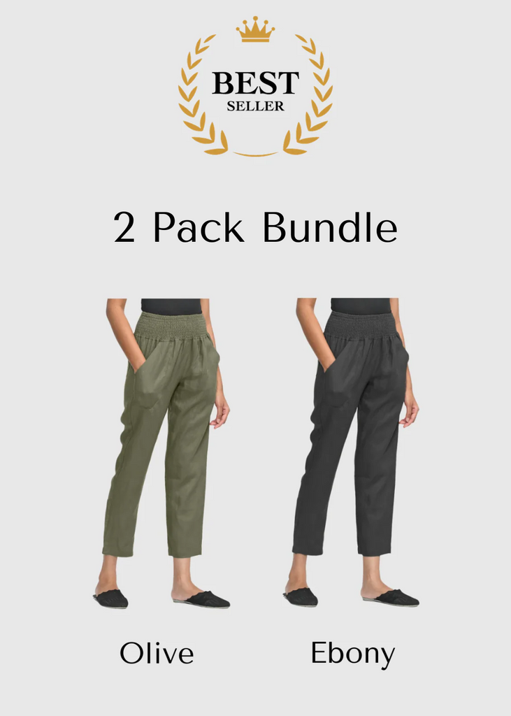 Smocked Linen Pant in Olive XS-3XL | Everyday Maternity