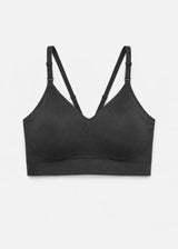 Seamless Clip-Down Nursing Bra in Black — flat lay, front