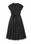 Cap-Sleeve Wrap Linen Midi Dress in Linen - 06