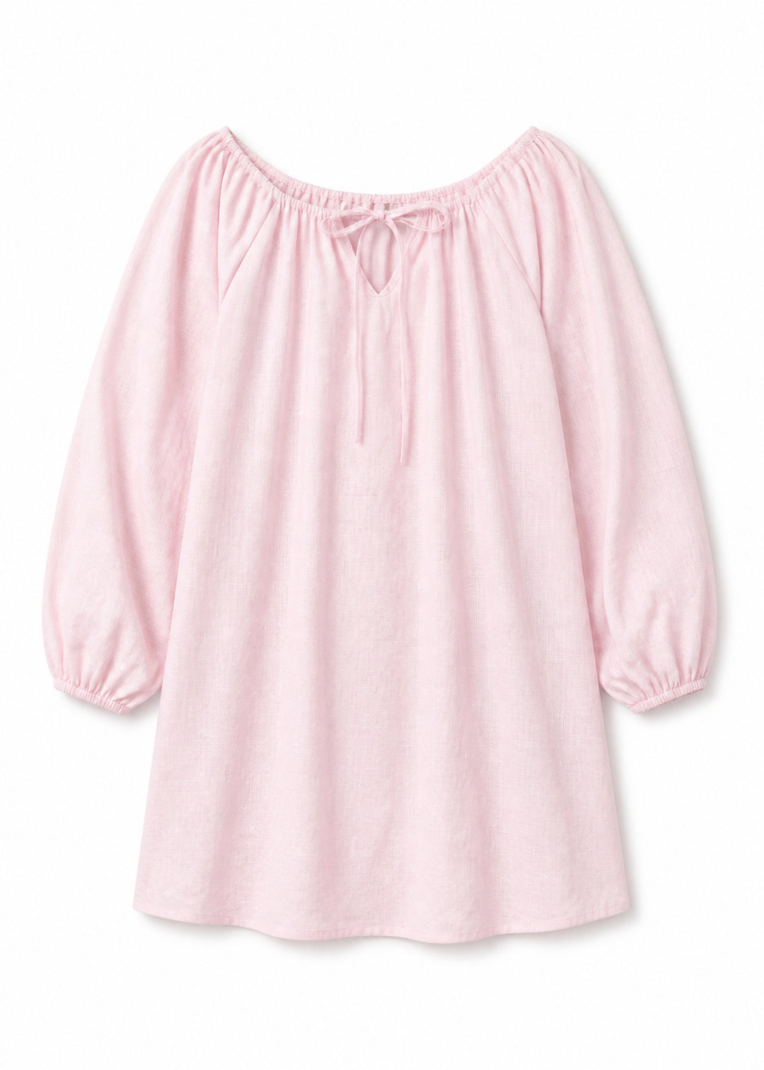 Gathered-Neck Sleep Dress in Pink - flat lay
