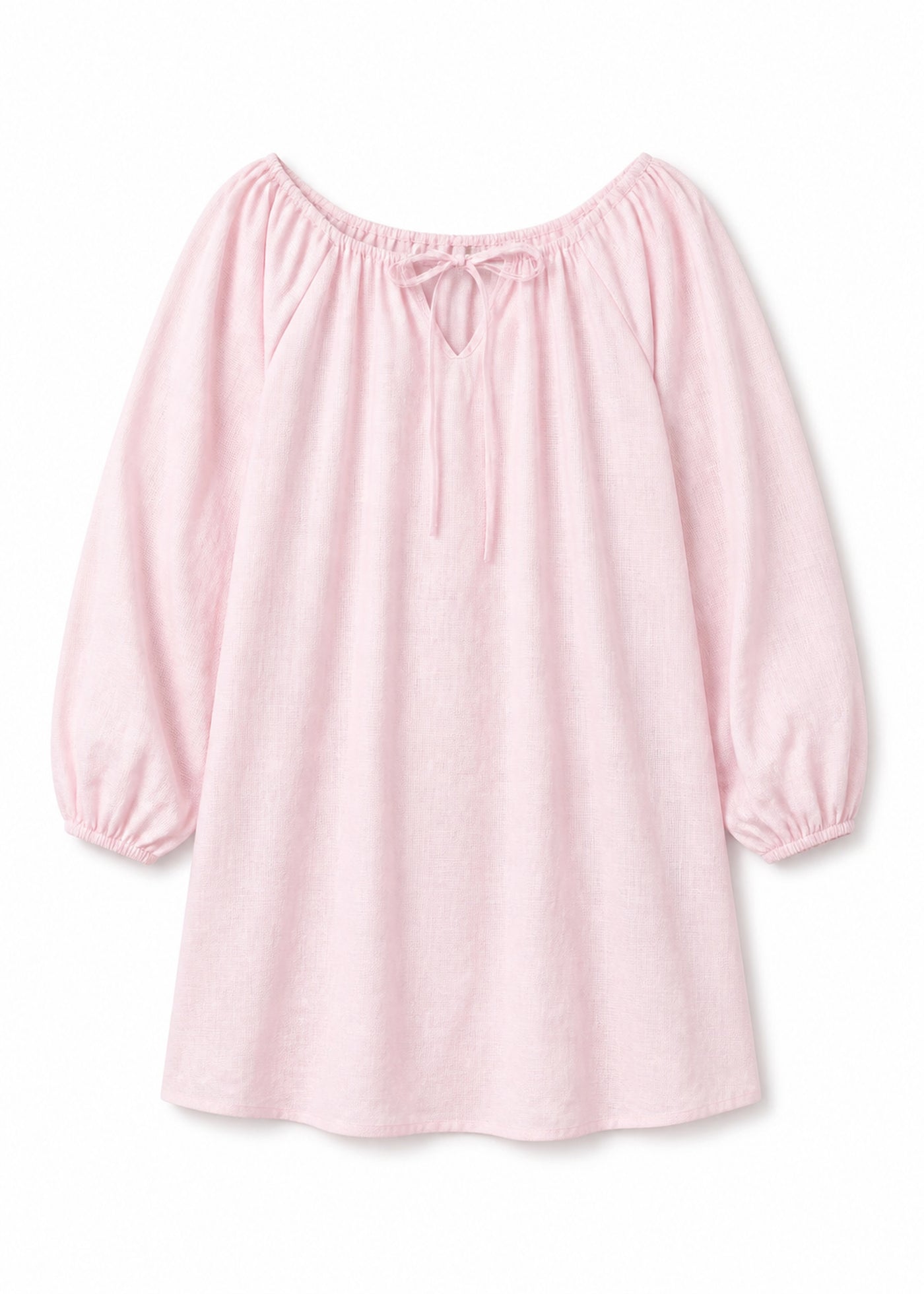 Gathered-Neck Sleep Dress in Pink - flat lay