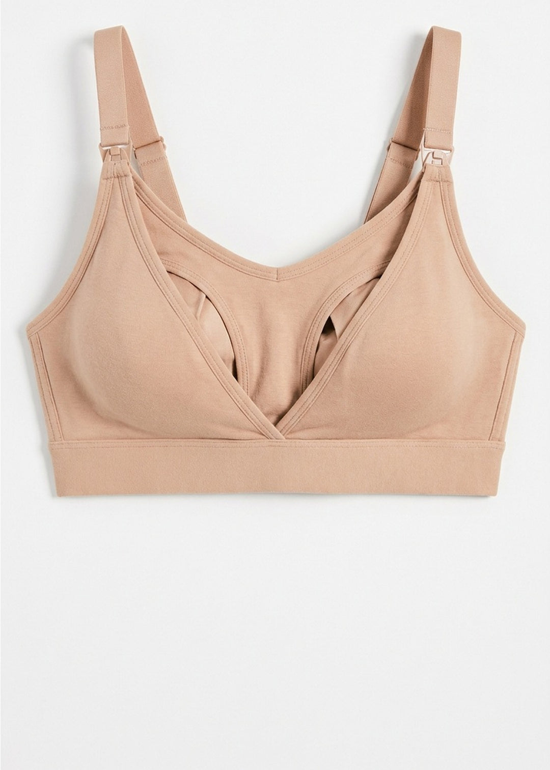 Hands-Free Pumping & Nursing Bra in Natural — flat lay, front