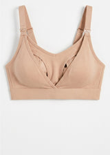 Hands-Free Pumping & Nursing Bra in Natural — flat lay, front