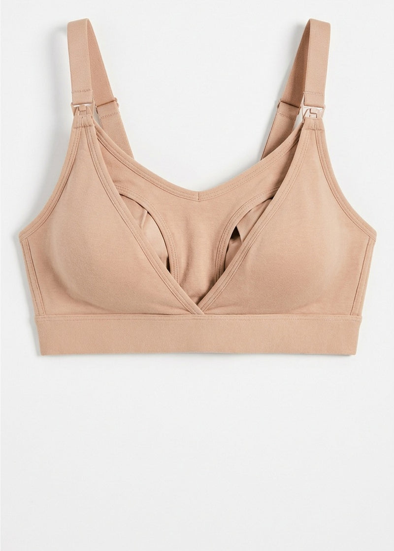 Hands-Free Pumping & Nursing Bra in Natural — flat lay, front