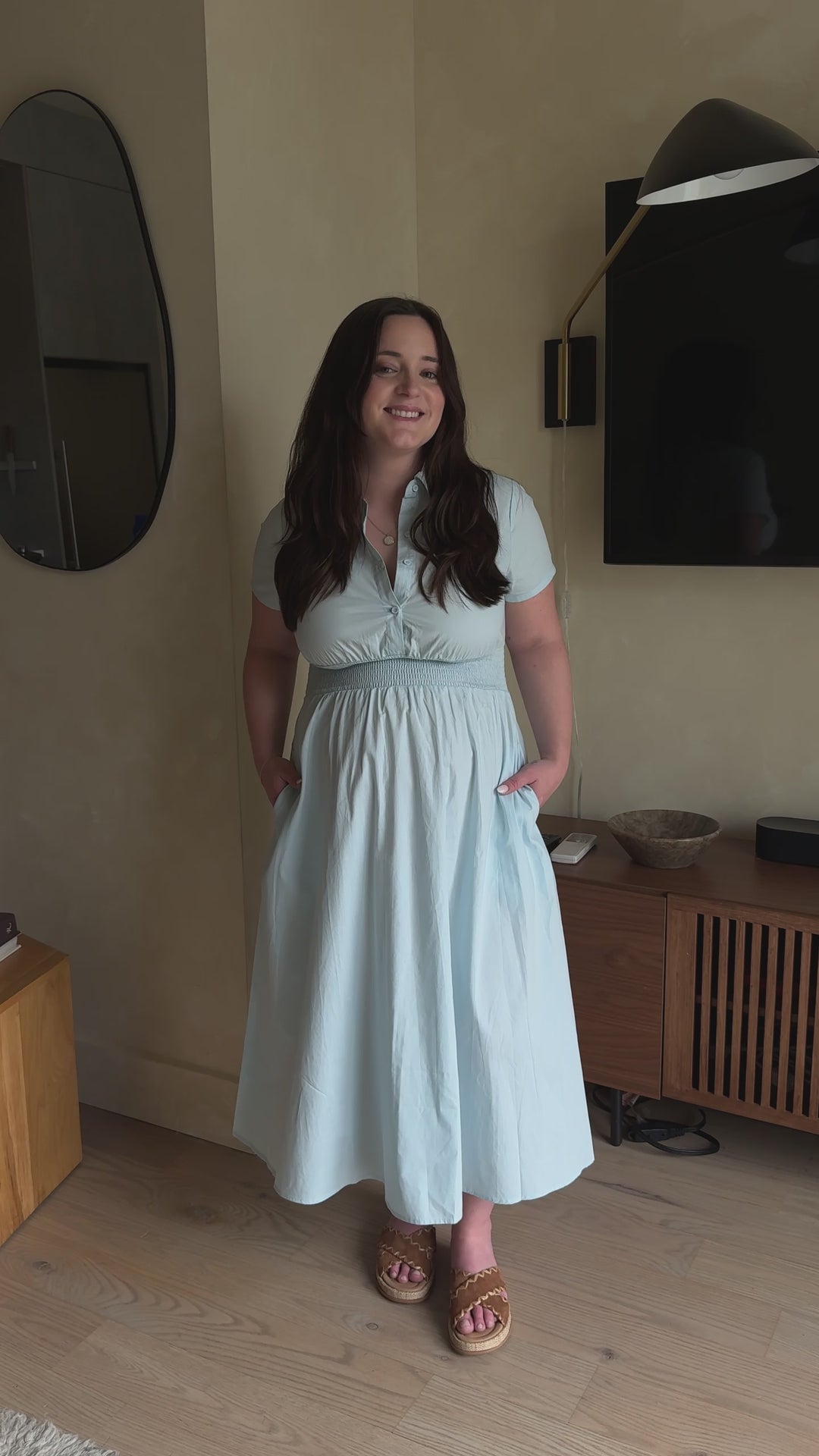 Sarah Shirt Dress in Cotton Poplin