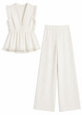 Ruffle-Trim Peplum Set in Linen