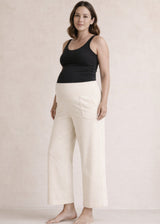 Pima Cotton Wide-Leg Maternity Pant in Natural — on model