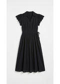 Eyelet Sleeve Maternity Midi Dress in Black — flat lay