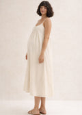 Cotton Voile Nursing Nightgown in Natural — on model