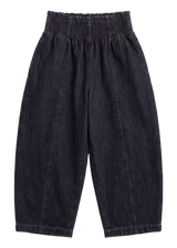 The Balloon Jean Pant in black, laid flat