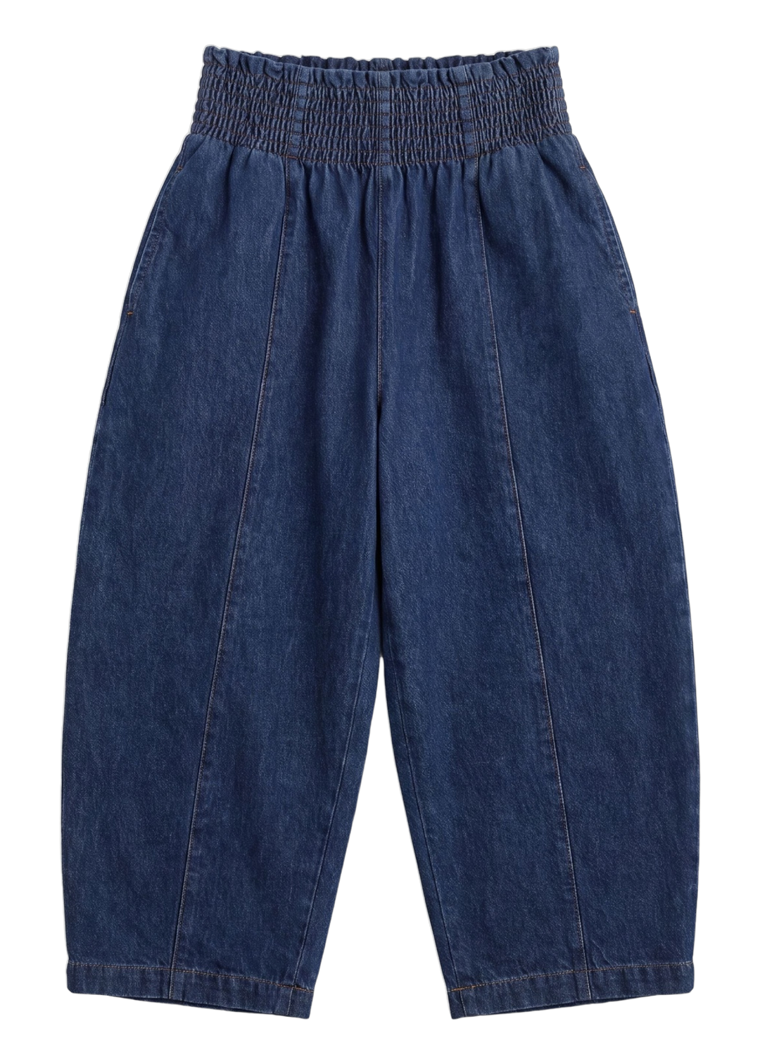 The Balloon Jean Pant in navy, laid flat