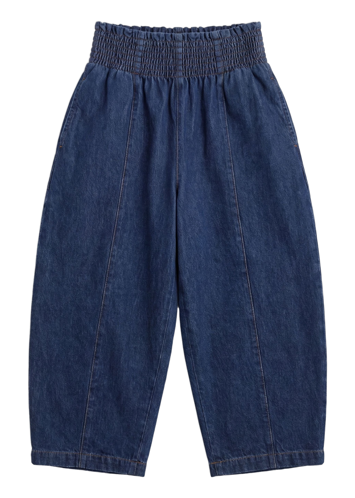 The Balloon Jean Pant in navy, laid flat