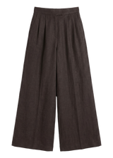 The Margot Pleated Wide Leg Pant in sandwashed linen, laid flat.