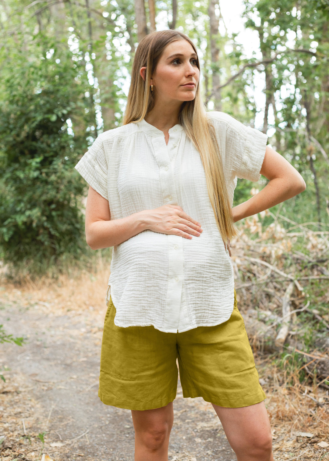 Smocked Linen Transitional Shorts - Shorts