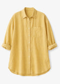 Oversized Boyfriend Linen Button-Down Shirt in Linen in Butter — flat lay