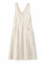 Cross-Back V-Neck Linen Pinafore Dress in Linen in Natural — flat lay