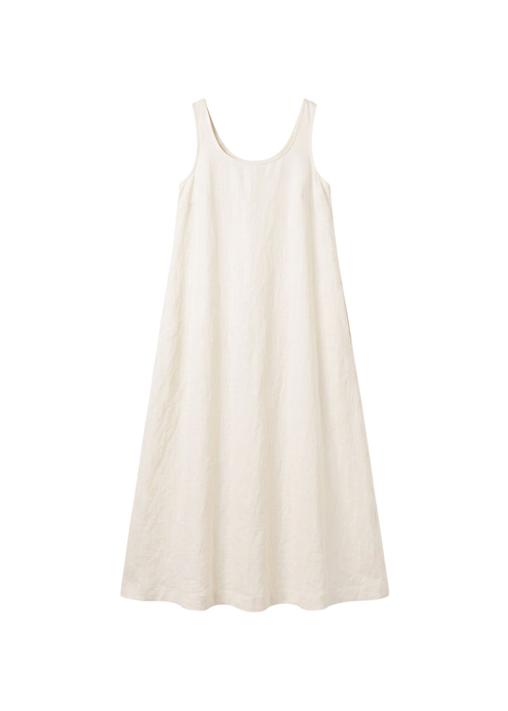 Sleeveless Organic Linen Maxi Dress in Linen in Natural — flat lay