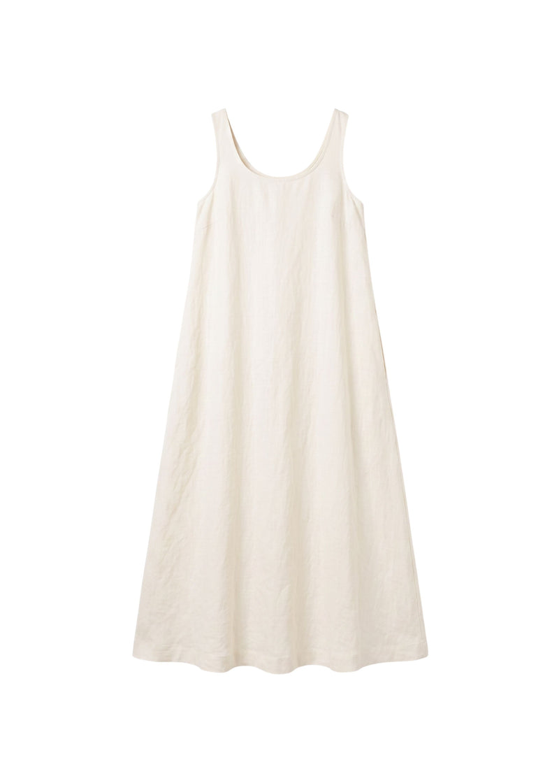 Sleeveless Organic Linen Maxi Dress in Linen in Natural — flat lay