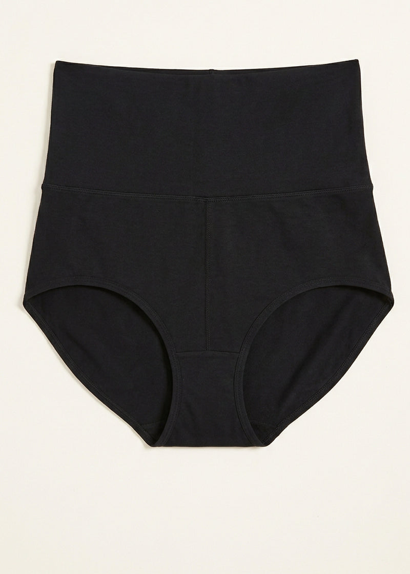 High-Waisted Postpartum C-Section Underwear in Black — flat lay