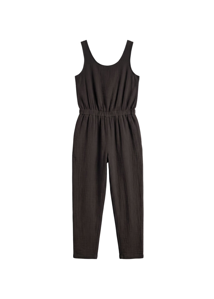 Muslin Jumpsuit in Black — flat lay