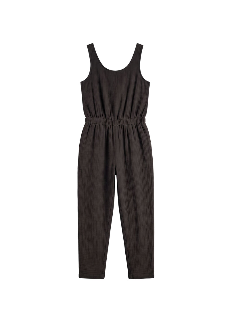 Muslin Jumpsuit in Black — flat lay