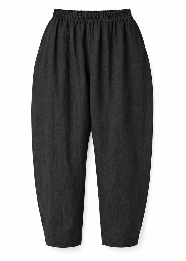 Linen Barrel Maternity Trouser in Natural — flat lay
