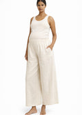 High-Rise Wide-Leg Linen Maxi Culottes in Linen in Natural — on model