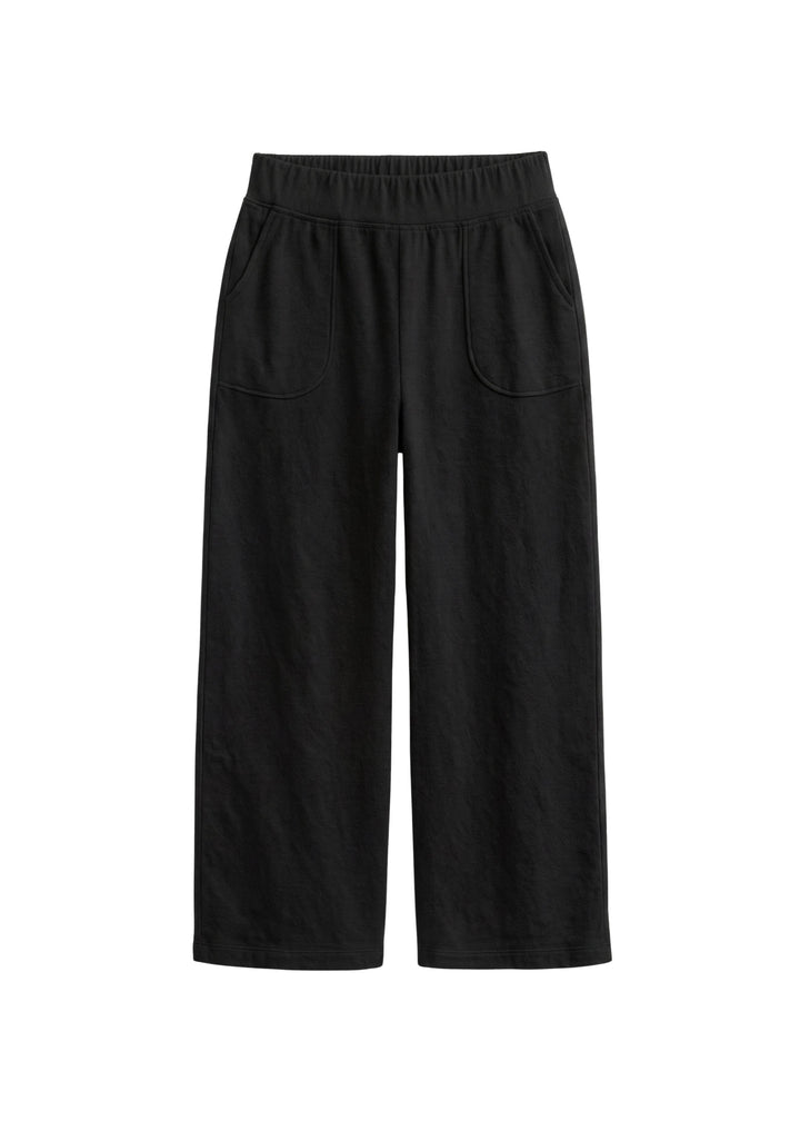 Pima Cotton Wide-Leg Maternity Pant in Black — flat lay
